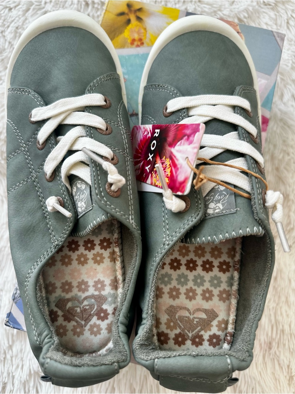 ROXY Bayshore Plus LX Green Lace Up Sneakers Shoes NWT Women’s Size 9.5 - Picture 3 of 12